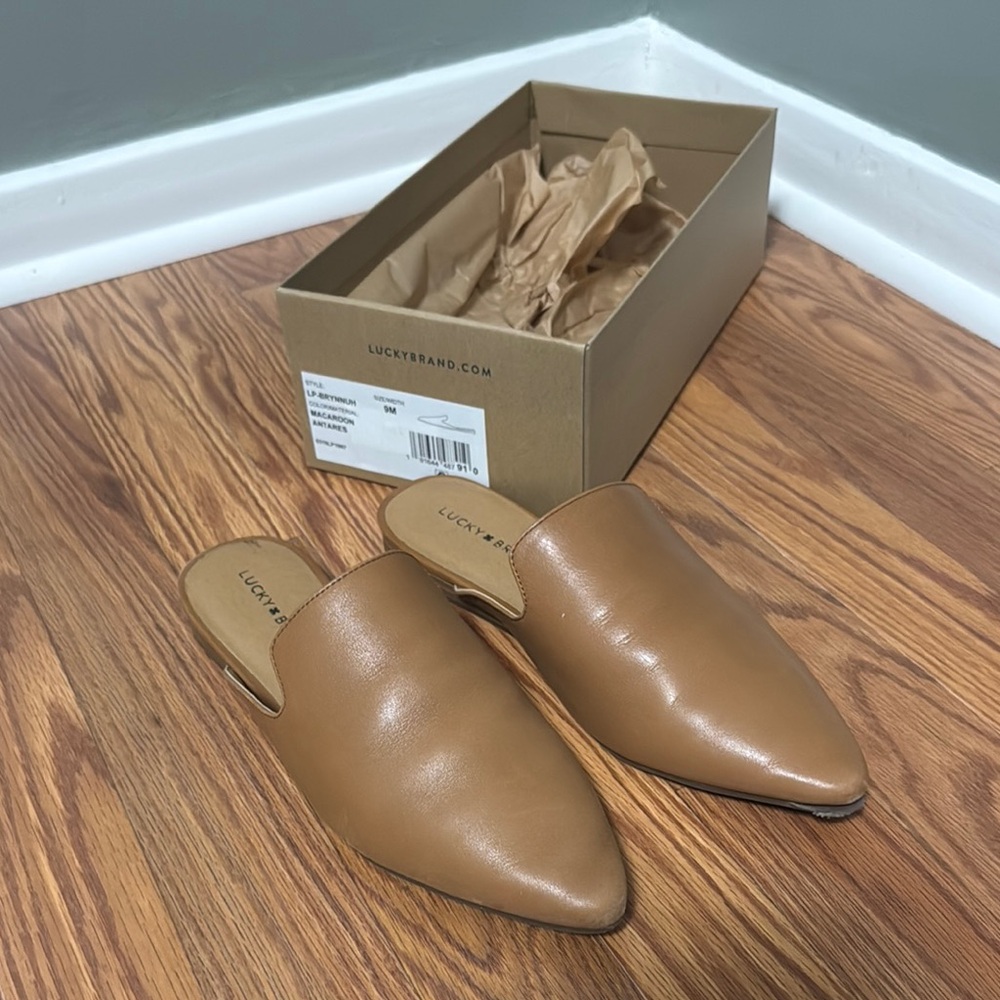 Lucky Brand Tan Leather Mules